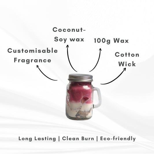 Berry Latte Scented Candle | Glass Mason Mug | Coconut-Soy Wax | 250g | Minimalist Design