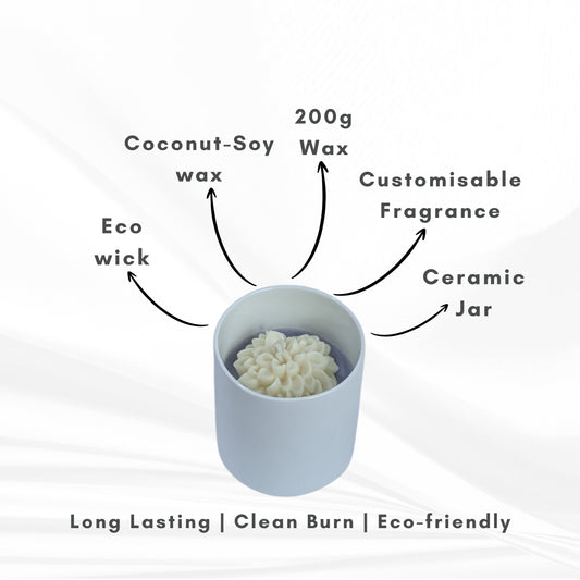 Ceramic Carnation Jar Scented Candle | 400g | Coconut-Soy Wax | Decorative Candle
