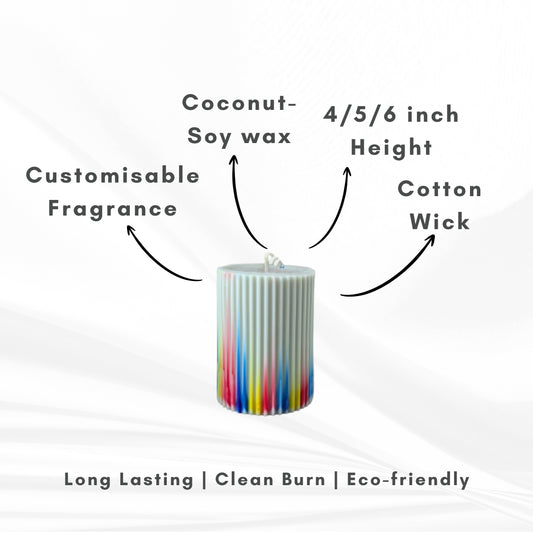 Mystic Stripes Scented Pillar Candle | Coconut-Soy Wax | Decorative Pillar Candle