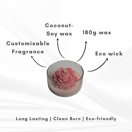 Peonywood Scented Candle | Bowl Jar | Coconut-Soy Wax | 310g | Minimalist Design