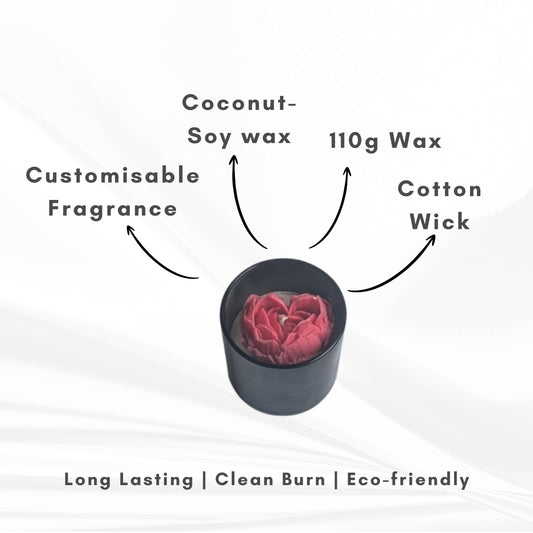 Rose Heartbeat Scented Candle | Coconut-Soy Wax | 260g | Minimalist design