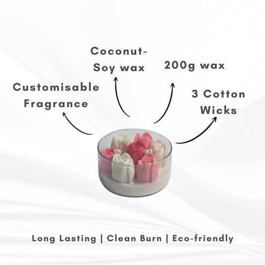 Tulip Meadow Scented Candle | Bowl Jar | Coconut-Soy Wax | 330g | Minimalist Design