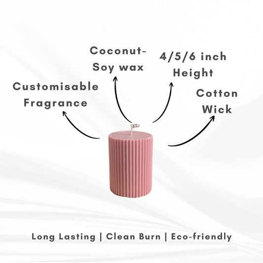Pink Ribbed Scented Pillar Candle - igniquecandles