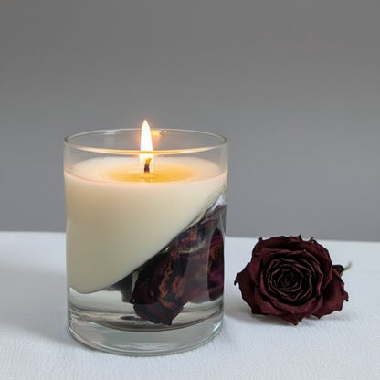 Flora Frost Scented Candle | Real Rose | Coconut-Soy Wax | 420g | Botanical-touch Candle