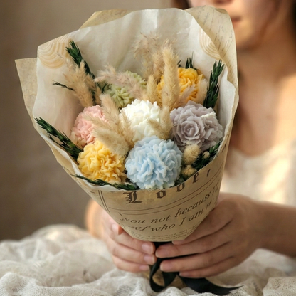 Multicolor Rose Ball Bouquet Scented Candle | Flower Melt | Floral Fragrance | Natural Soy Wax (Colors may vary)