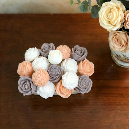 Ceramic Aurora Bouquet Scented Candle with Flower Melts | Coconut-Soy Wax | Home Decor | Ceramic Tray Included (FREE)
