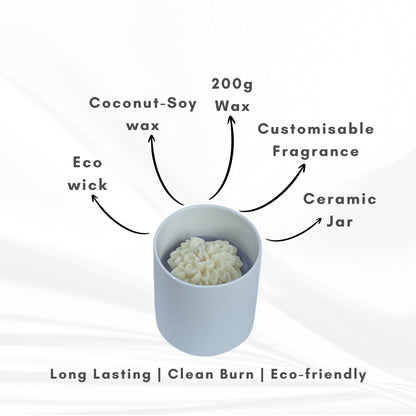 Ceramic Carnation Jar Scented Candle | 400g | Coconut-Soy Wax | Decorative Candle