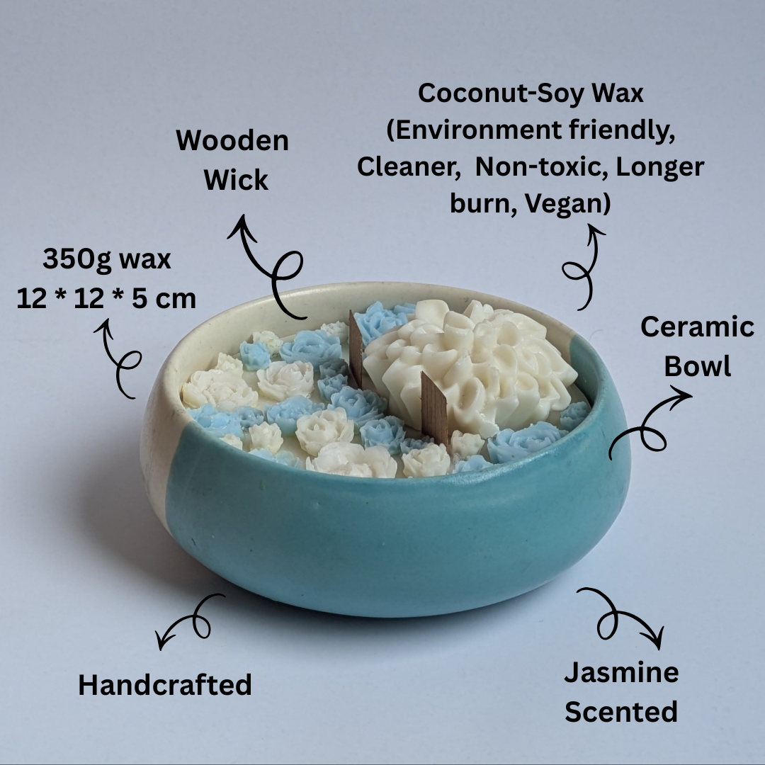 Ceramic Garden Reverie Scented Candle | 660g | Ceramic Jar | Coconut-Soy Wax | Luxury Candle