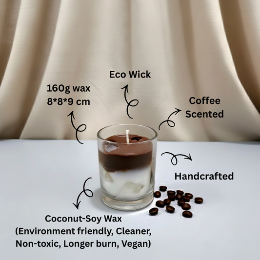 Coffee Latte | Scented Candle | 160g | Hazelnut Coffee Fragrance | Coconut-Soy Wax | Aromatherapy | Gifting