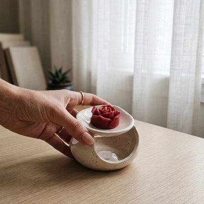 Ceramic Wax Diffuser with Detachable Tray | Free 10 Flower Wax Melts