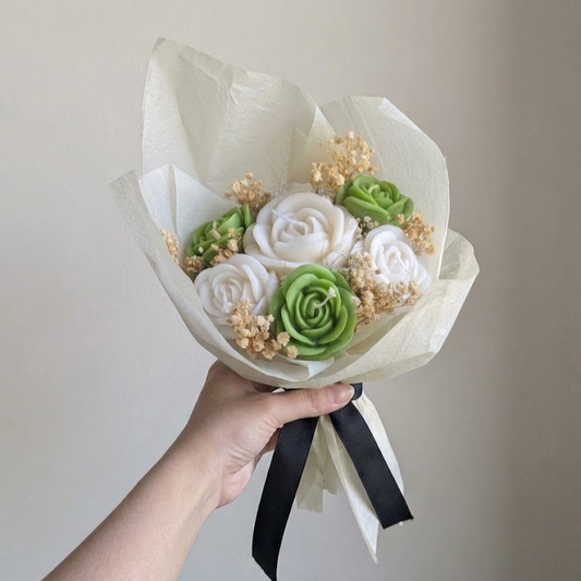 Lime Green and White Scented Bouquet Candle