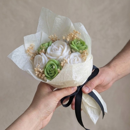 Lime Green and White Scented Bouquet Candle