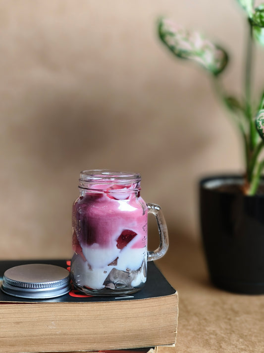 Vanilla Berry Latte Scented Candle | Ivory Jar | Coconut-Soy Wax | 255g | Minimalist Design