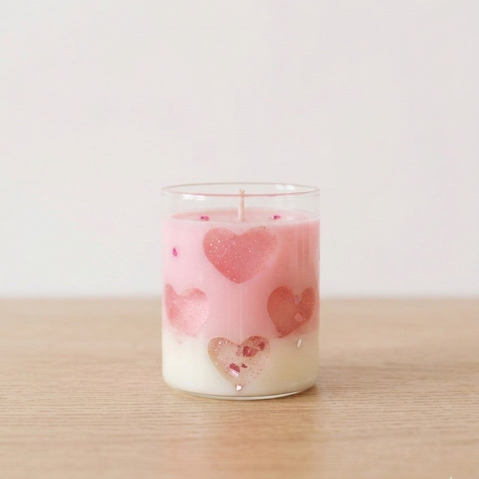 Love Heart Scented Jar Candle | Pink