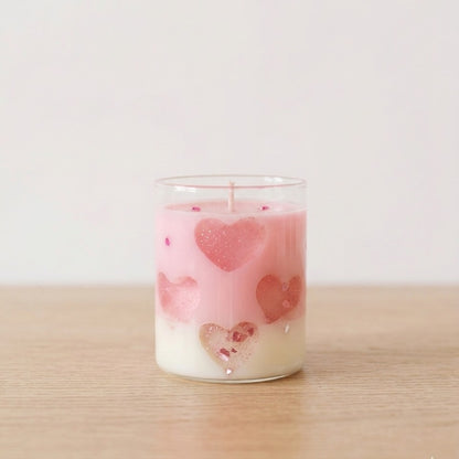 Love Heart Scented Jar Candle | Pink