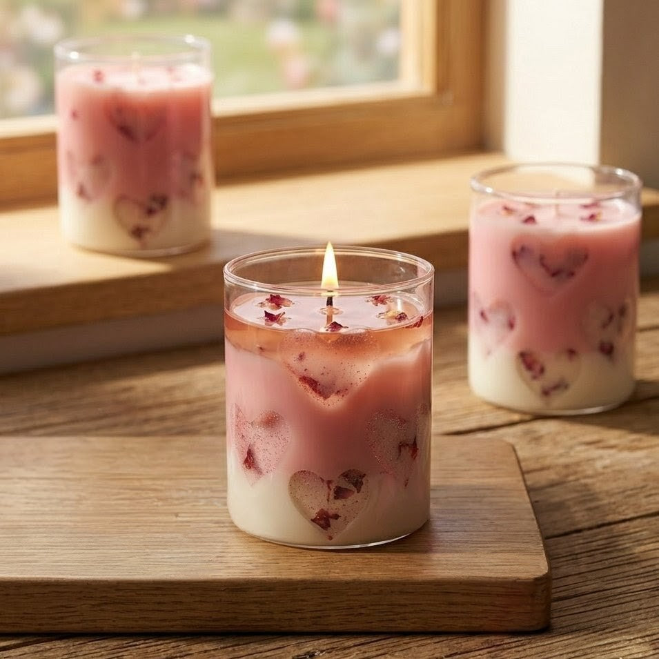 Love Heart Scented Jar Candle | Pink