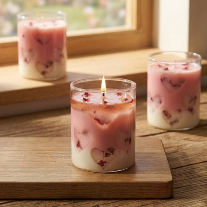 Love Heart Scented Jar Candle | Pink