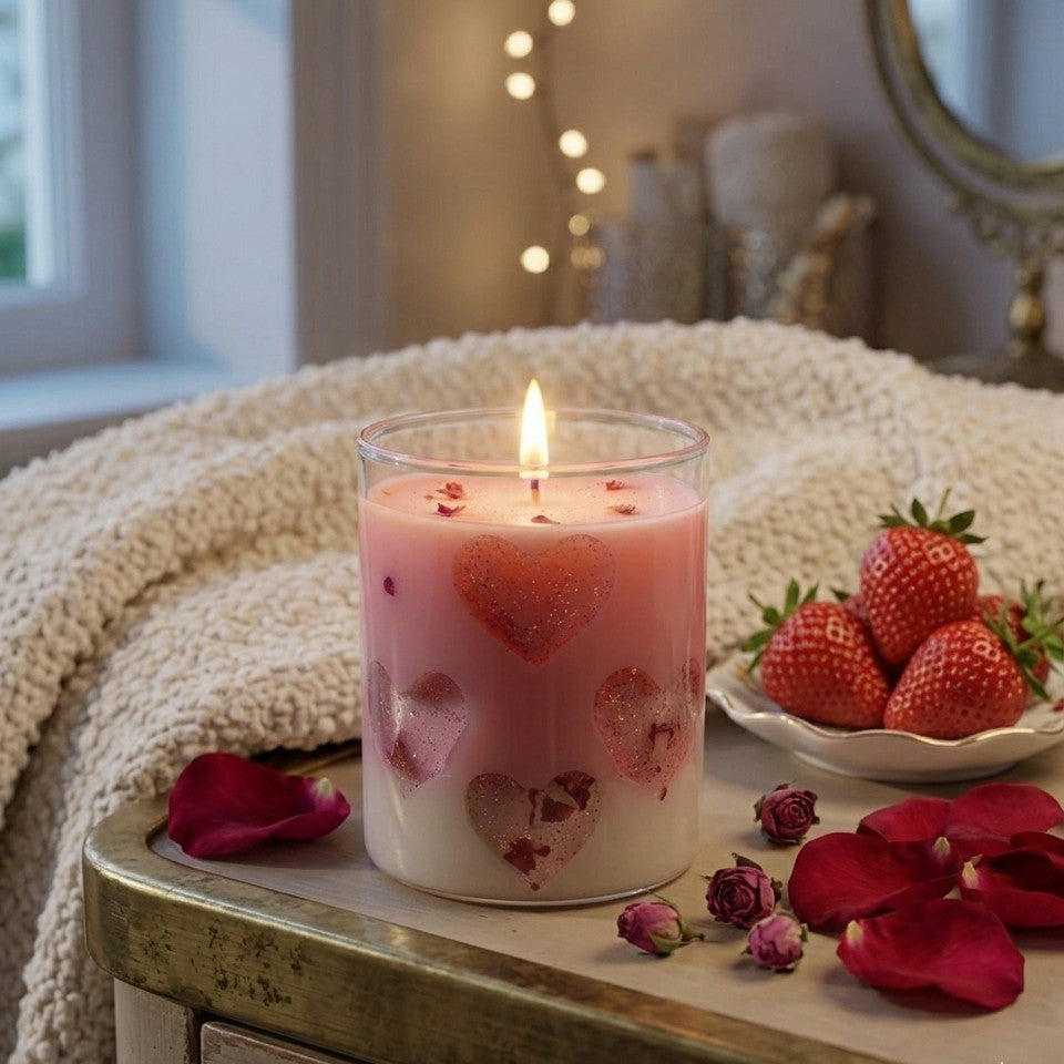 Love Heart Scented Jar Candle | Pink