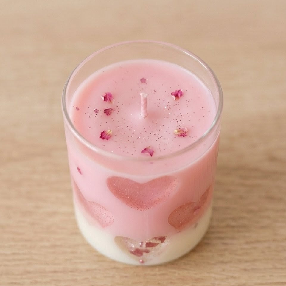 Love Heart Scented Jar Candle | Pink