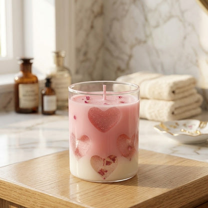 Love Heart Scented Jar Candle | Pink