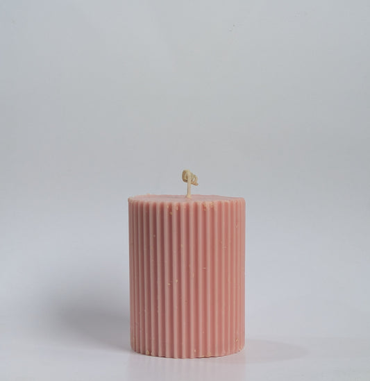 Charm Pink Pillar Scented Candle | 370g | Coconut-Soy Wax | Decorative Pillar