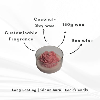 Peonywood Scented Candle | Bowl Jar | Coconut-Soy Wax | 310g | Minimalist Design