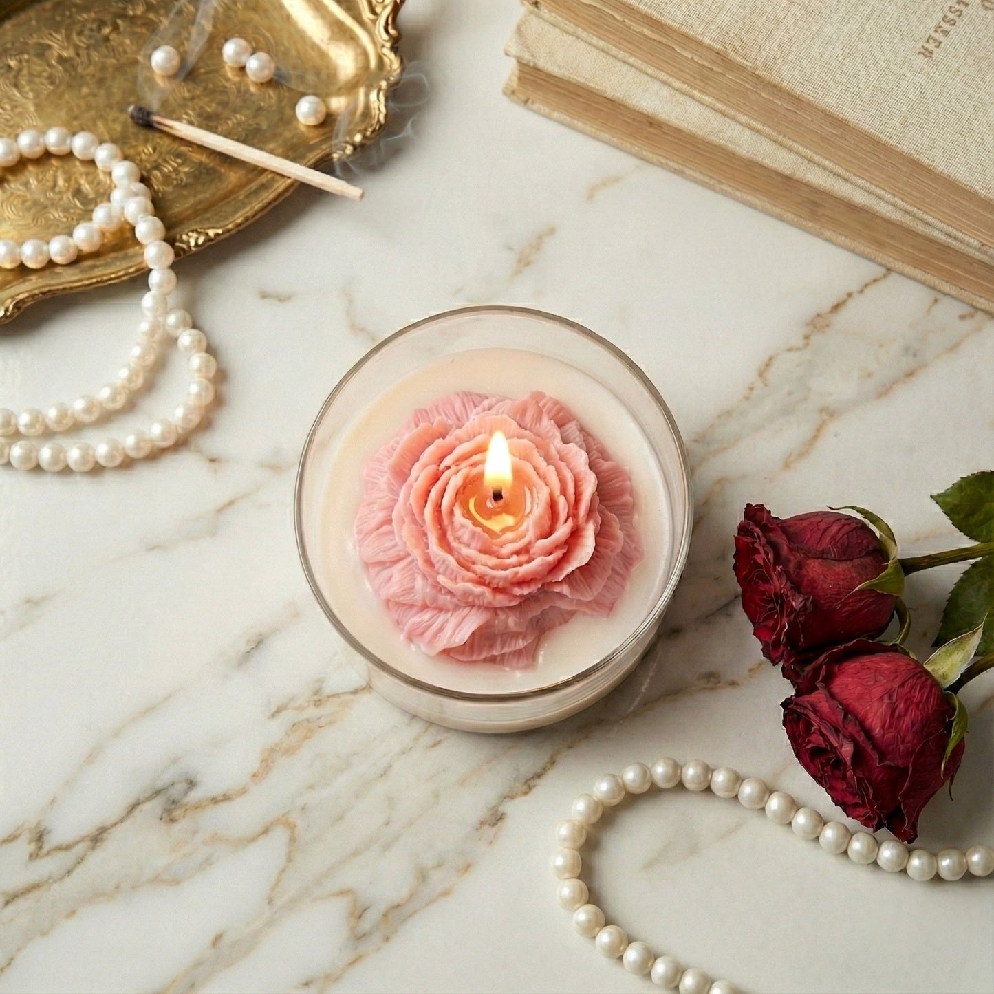 Peonywood Scented Candle | Bowl Jar | Coconut-Soy Wax | 310g | Minimalist Design