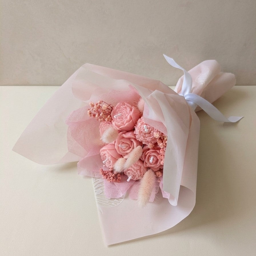 Mini Pink Blush Scented Bouquet Candle