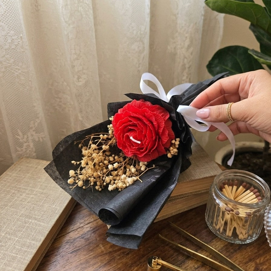 Red Peony Scented Bouquet Candle