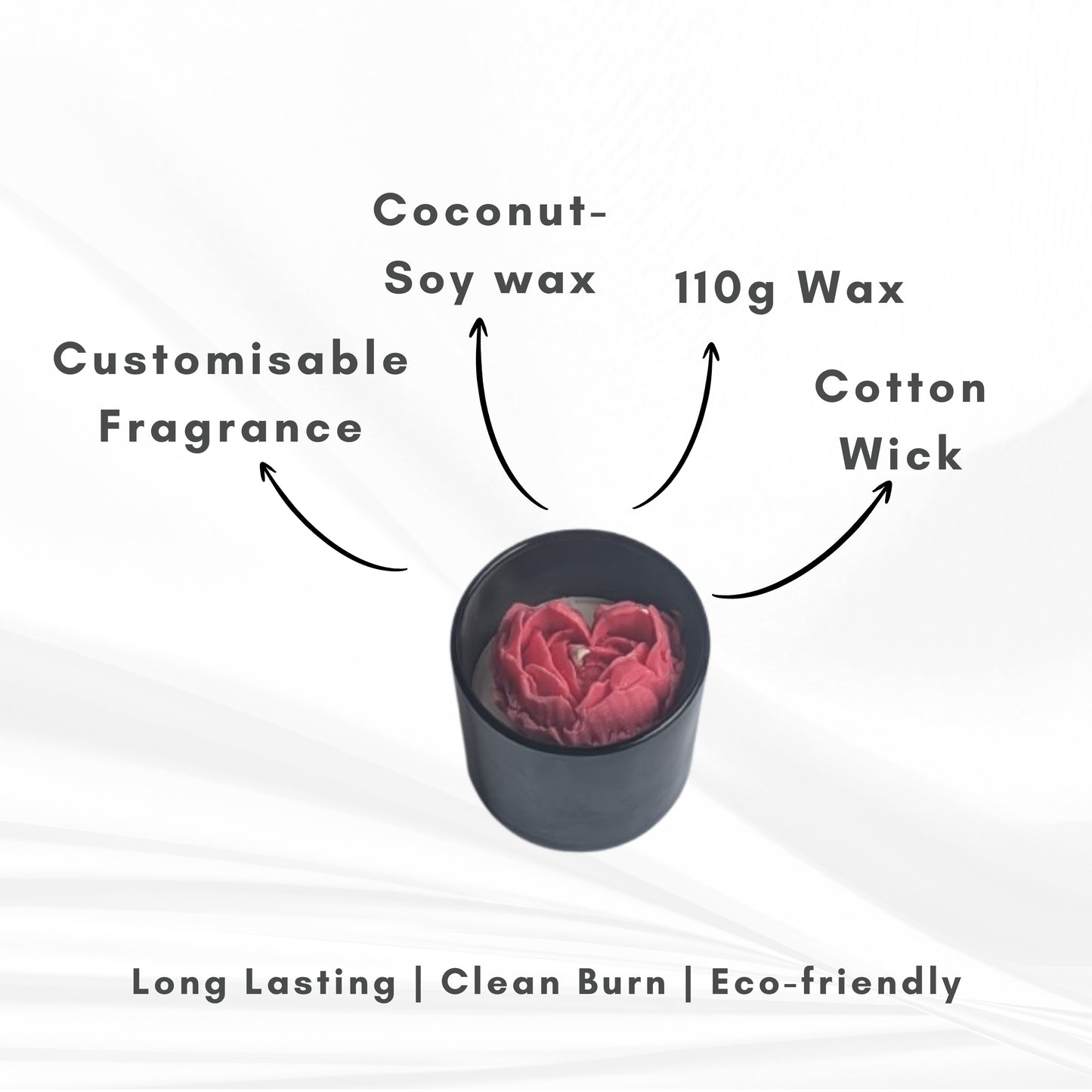 Rose Heartbeat Scented Candle | Coconut-Soy Wax | 260g | Minimalist design