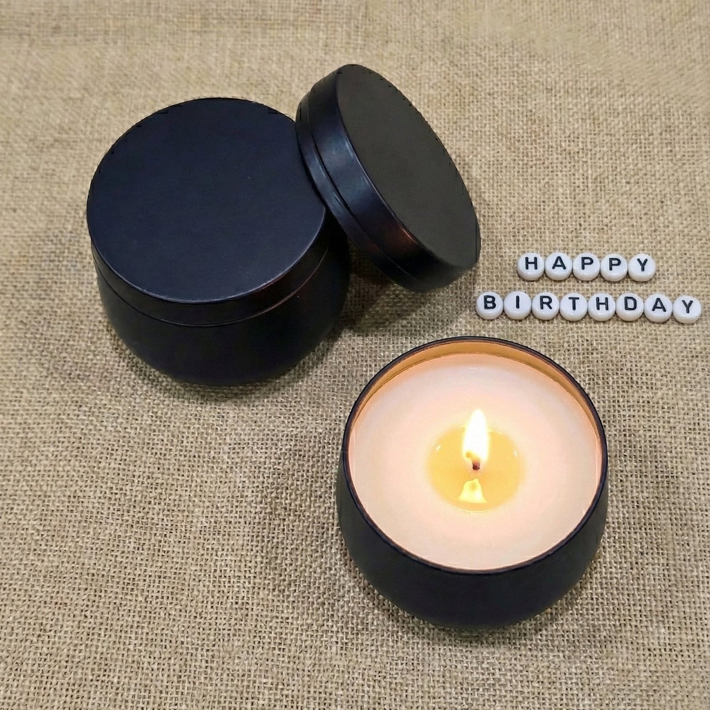 Secret Message Candle | Black Matte Tin Jar | Coconut-Soy Wax | Best for Convey Feelings | Aromatherapy