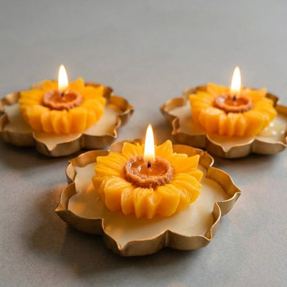 Lotus Urli Scented Candle | Sunflower on top