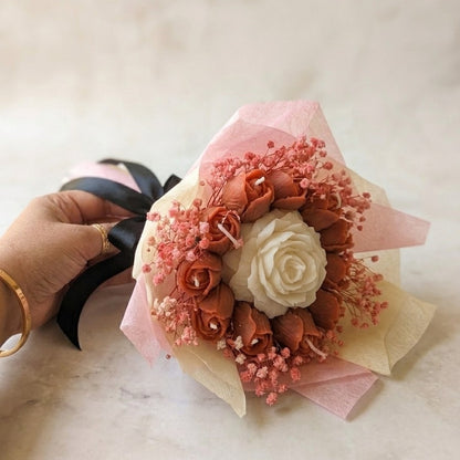 White Peony and Peach Tulips Scented Bouquet Candle