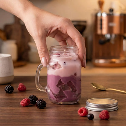 Berry Latte Scented Jar Candle | Glass Mason Mug