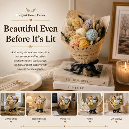 Multicolor rose balls bouquet candle, a thoughtful gift for birthdays, anniversaries, Valentine's Day, and celebrations