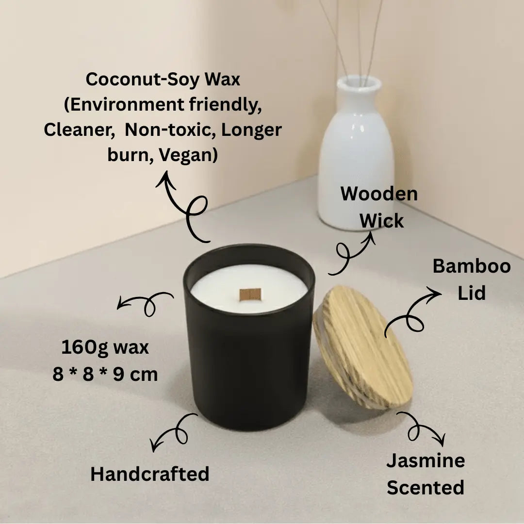 Calm Cascade Scented Jar Candle | Matte Jar Finish with Bamboo Lid