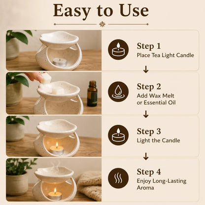 Decorative ceramic wax melt warmer suitable for wax melts and aromatic oils for everyday relaxation