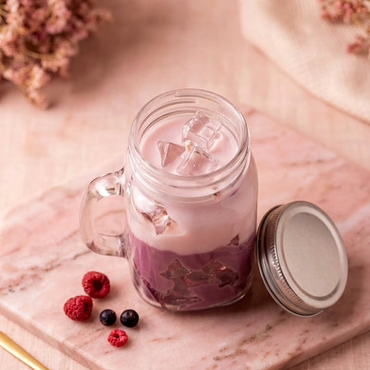 Berry Latte Scented Jar Candle | Glass Mason Mug