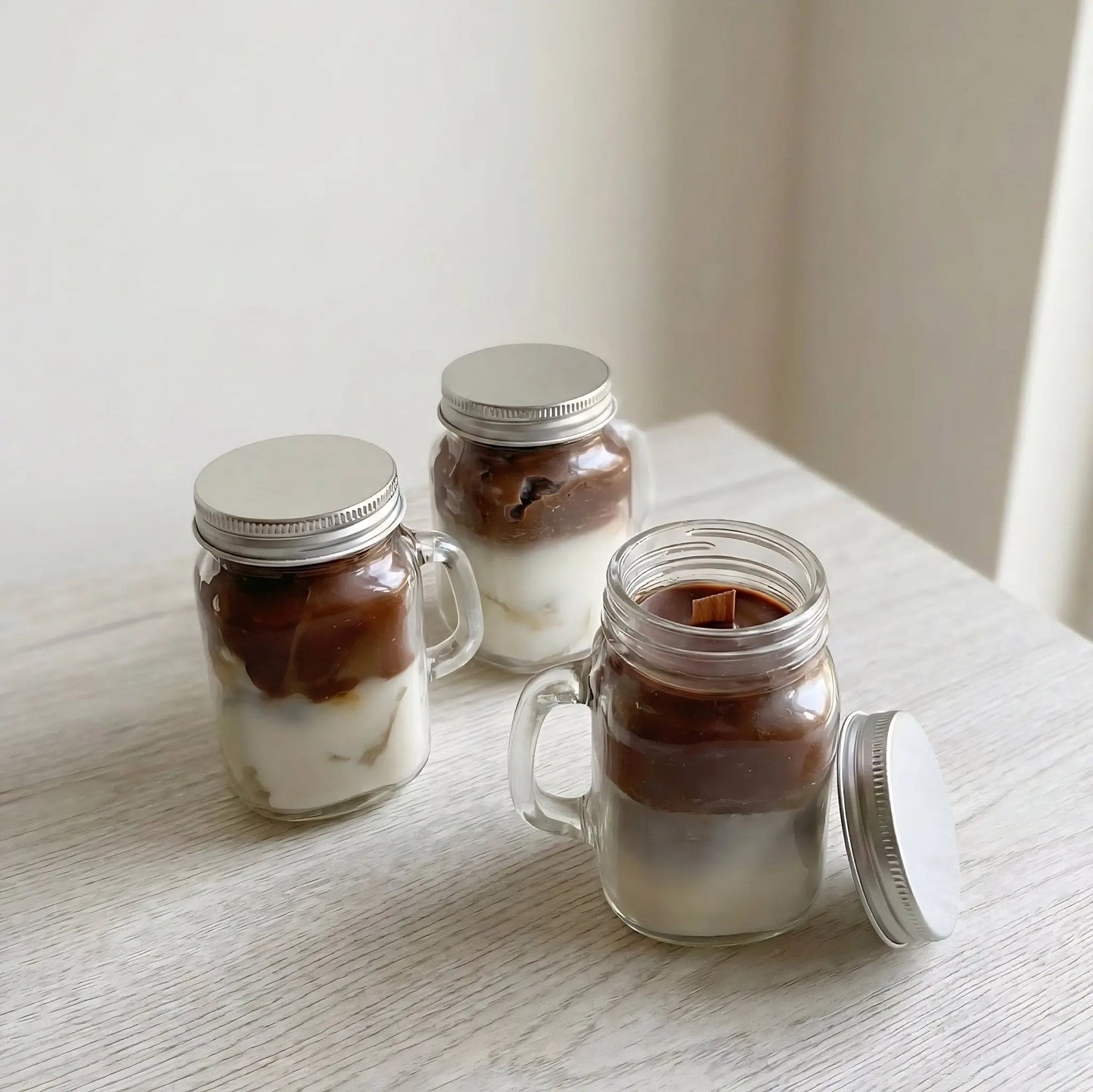 Coffee Latte Scented Jar Candle | Glass Mason Jar