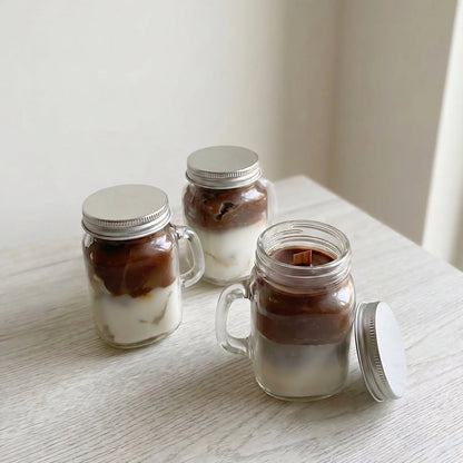 Coffee Latte Scented Jar Candle | Glass Mason Jar