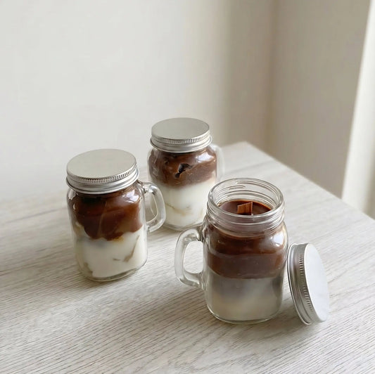 Coffee Latte Scented Jar Candle | Glass Mason Jar