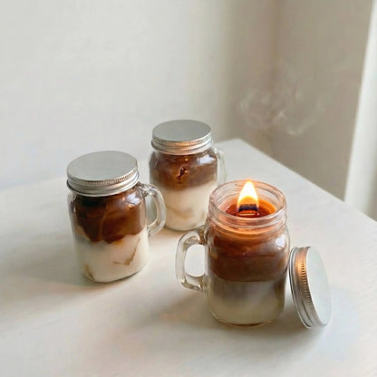 Coffee Latte Scented Jar Candle | Glass Mason Jar