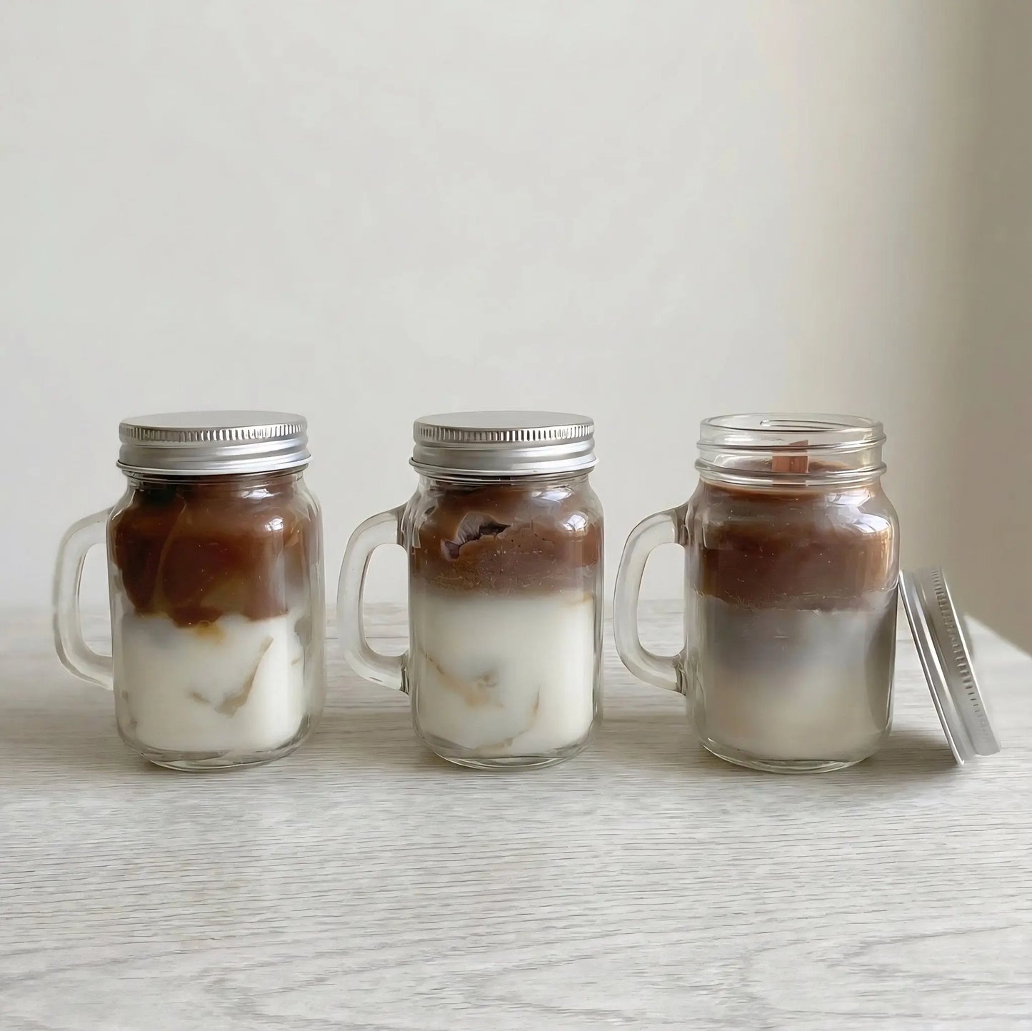 Coffee Latte Scented Jar Candle | Glass Mason Jar