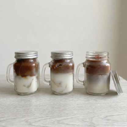 Coffee Latte Scented Jar Candle | Glass Mason Jar