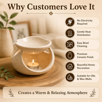 Stylish ceramic aroma diffuser for essential oils and wax melts, enhancing your living space with soothing fragrance