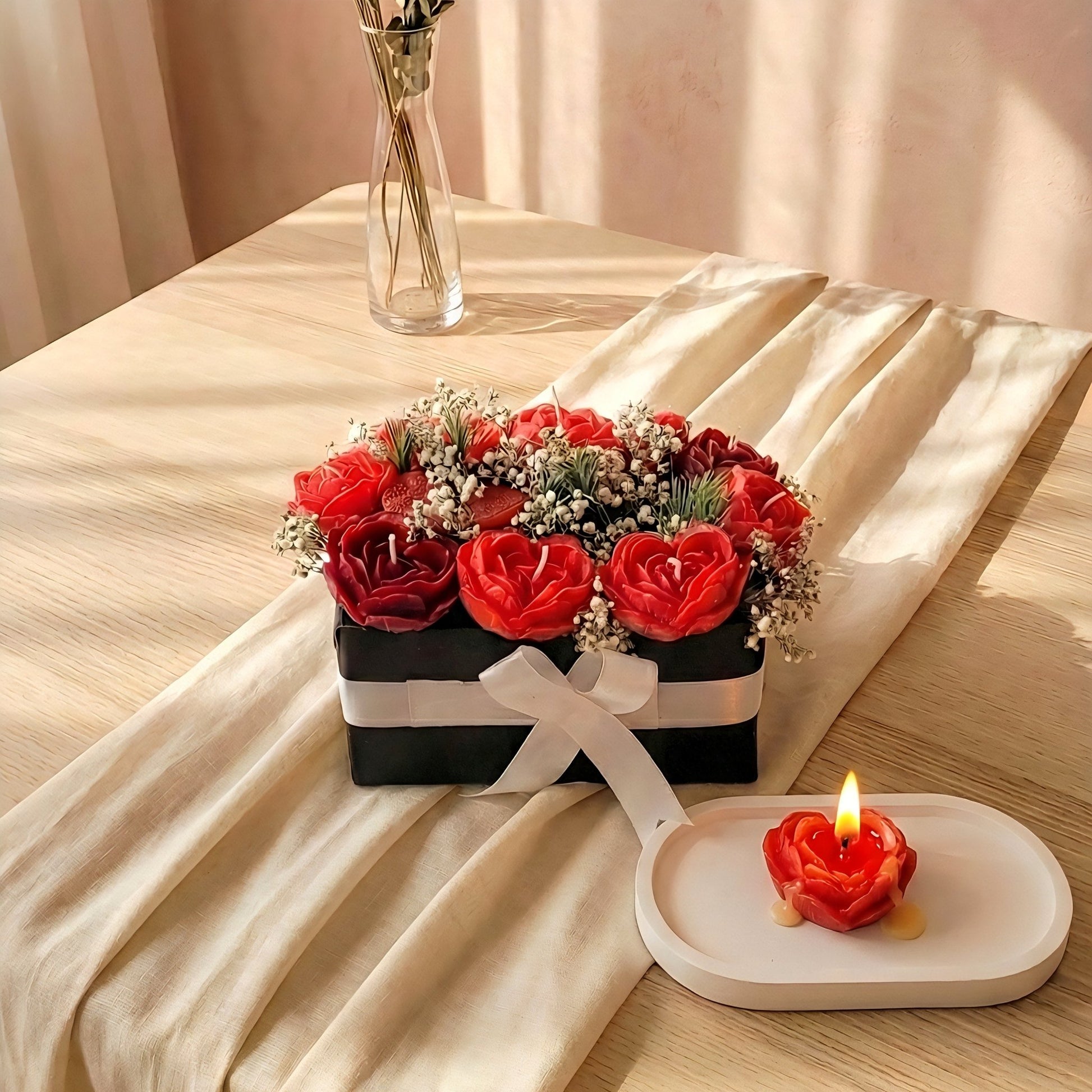 Heart Rose Scented Bouquet Candle Box - igniquecandles