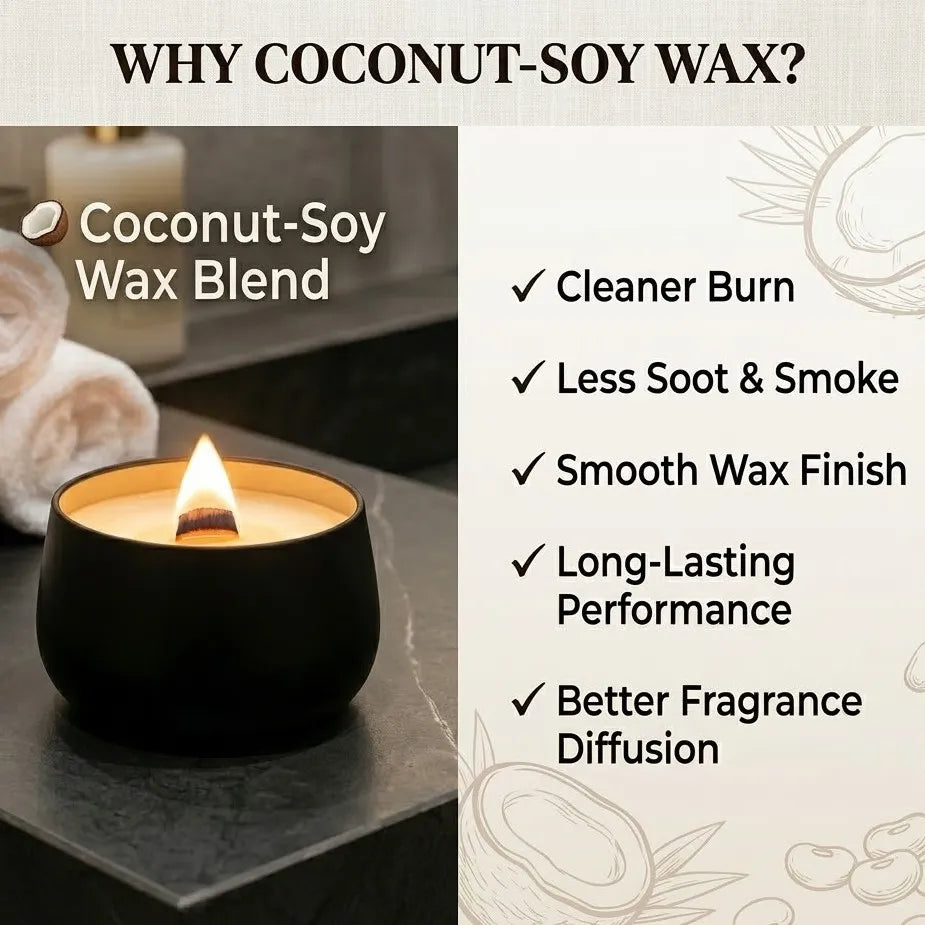 Black tin candle with a hidden secret message, infused with luxurious oud fragrance and coconut soy wax