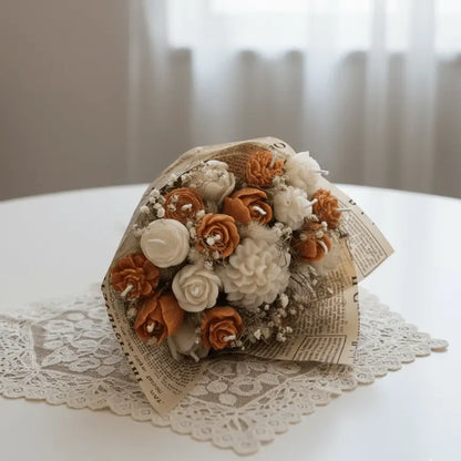 Peach and White Scented Bouquet Candle
