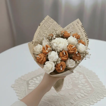 Peach and White Scented Bouquet Candle