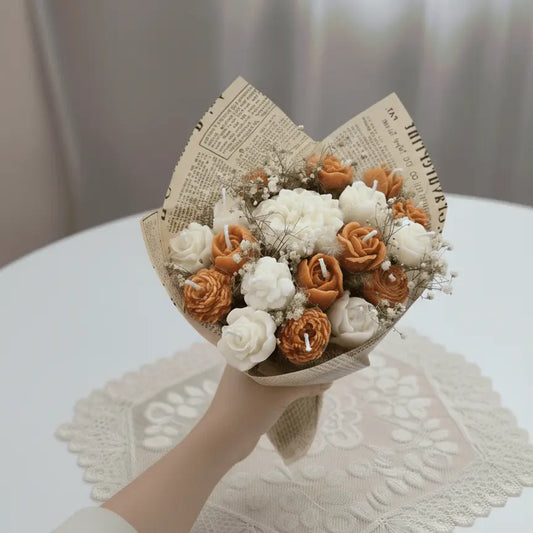 Peach and White Scented Bouquet Candle